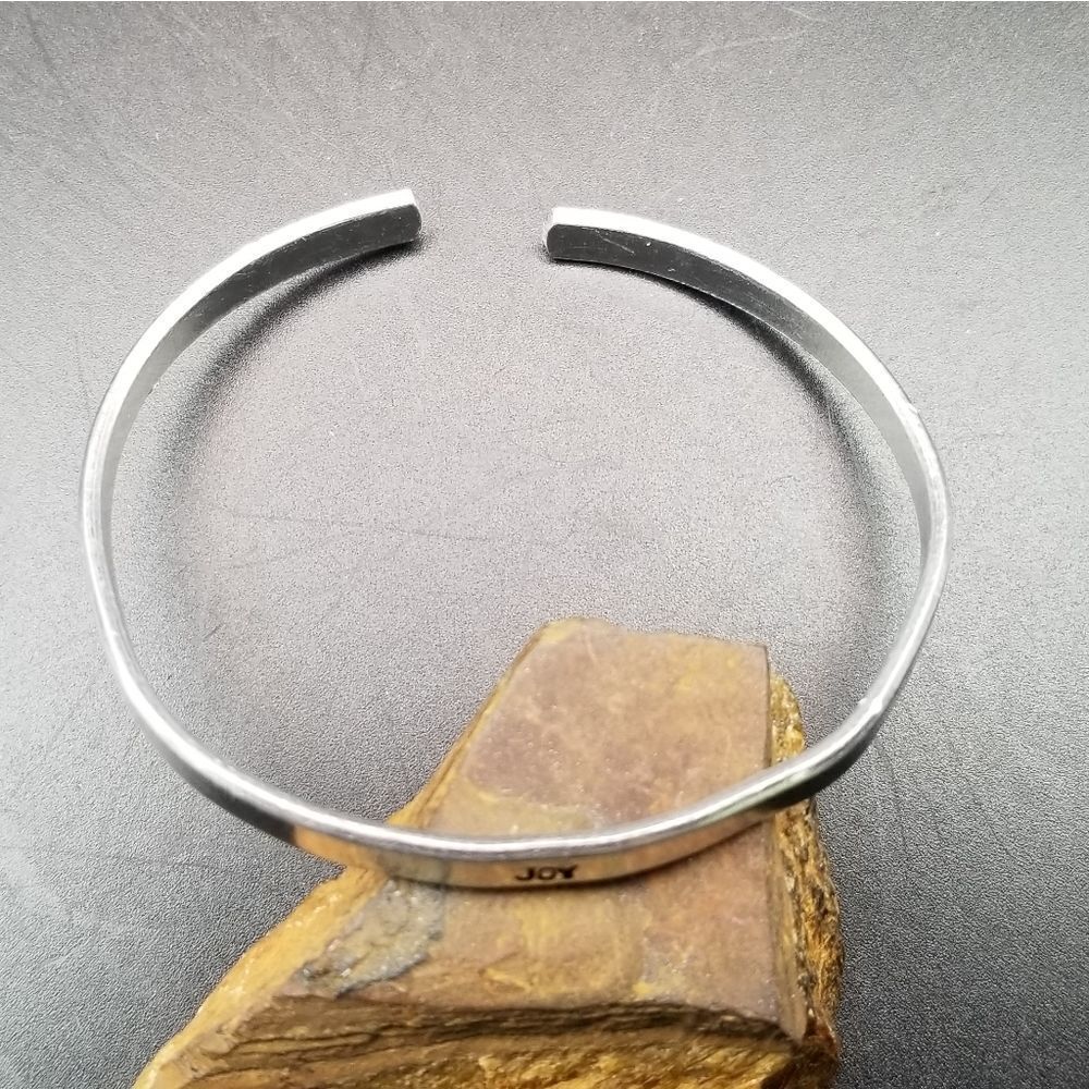 Silver cuff bracelet joy inspirational B824